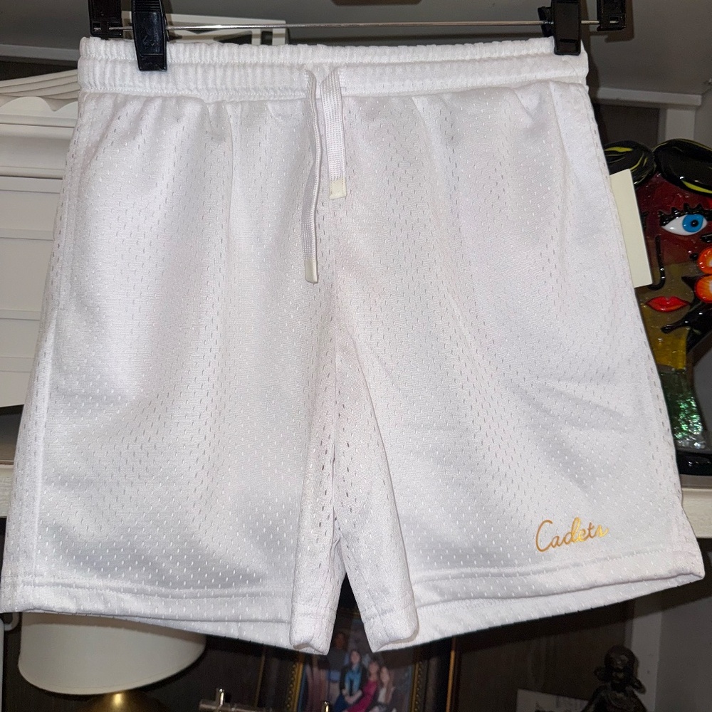 Cadets Check Out Mesh Shorts in White SZ 12/14 (28-31” Waist) NWT boys